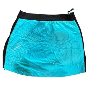 Swix Women L Insulated Quilted Ski Skirt Turquoise Black Full Zip Snowflake XC